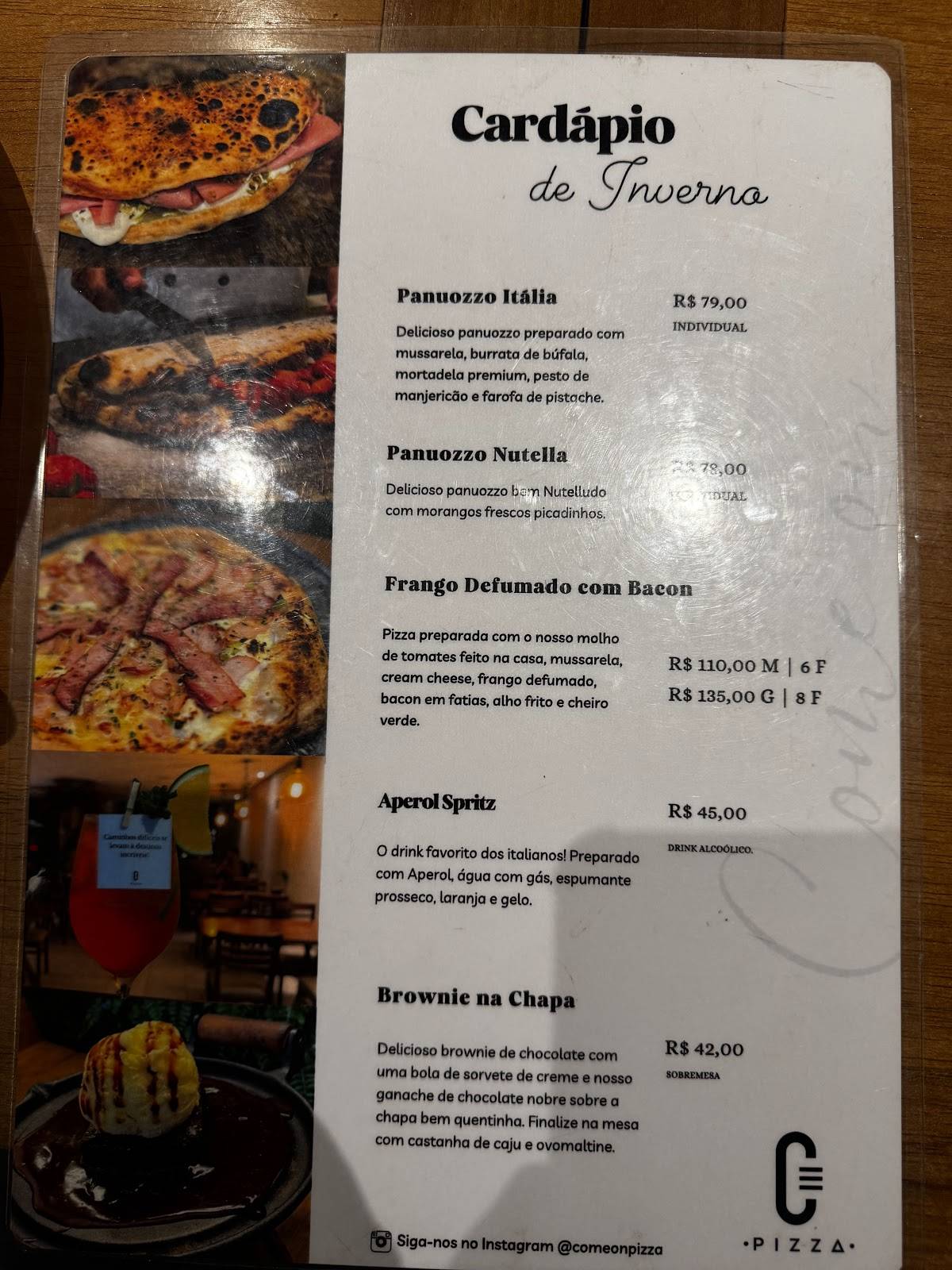 Camon Pizza cardápio