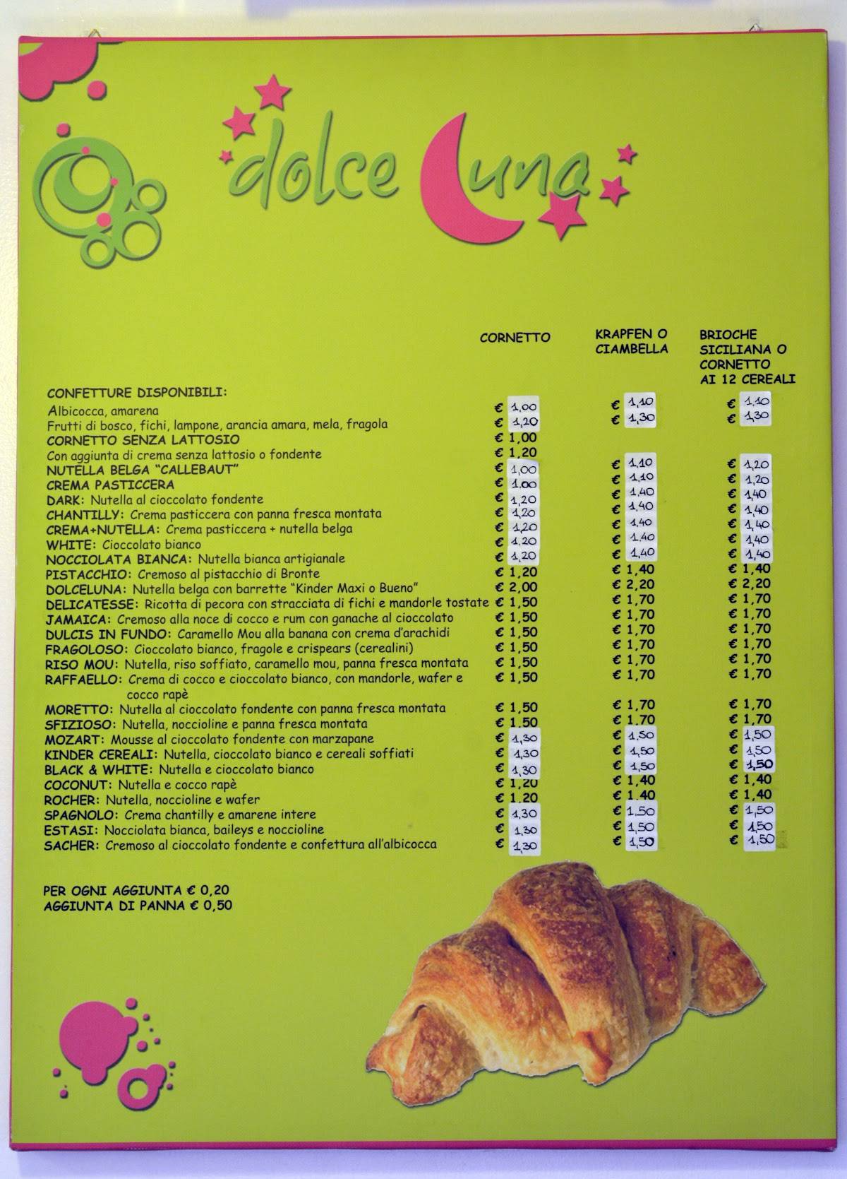 Menu di Dolceluna 
