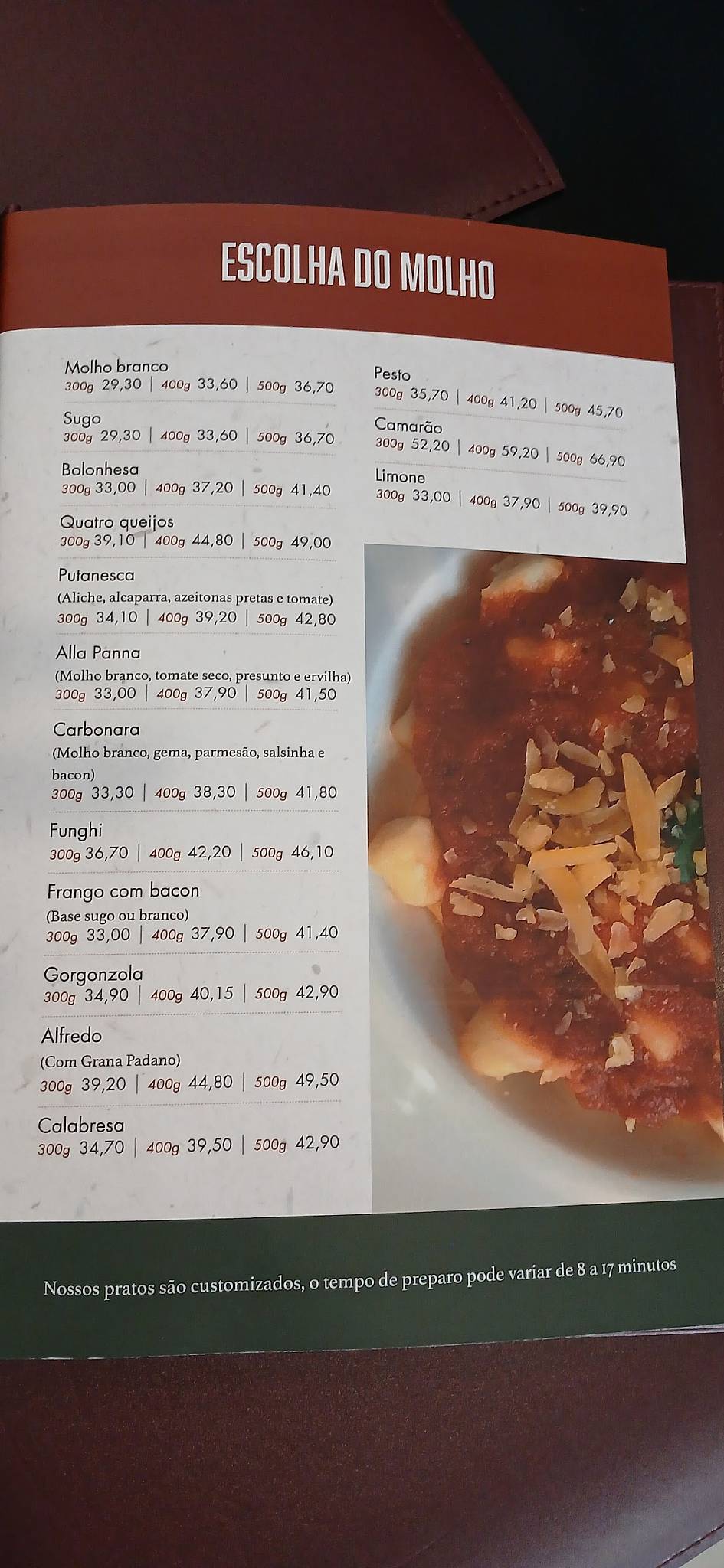 Dom Conchiglione Curitiba cardápio