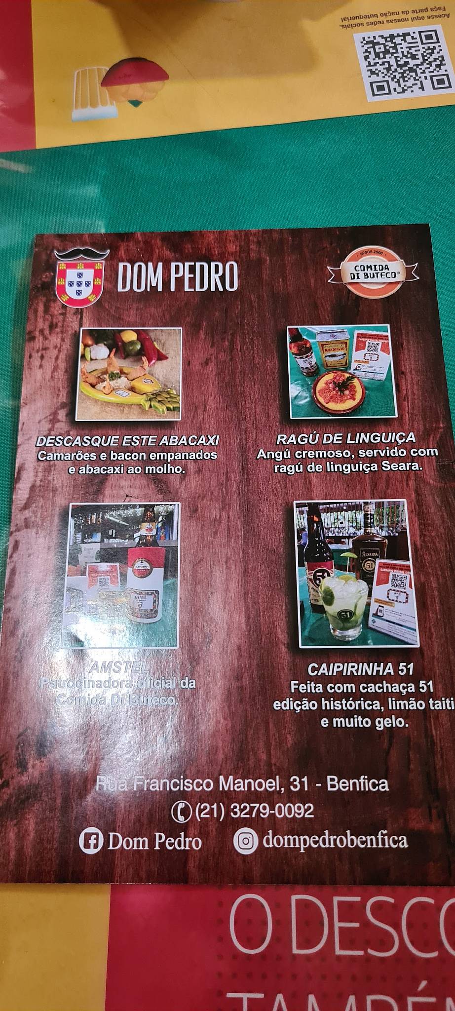 Bar & Restaurante Dom Pedro - Benfica cardápio