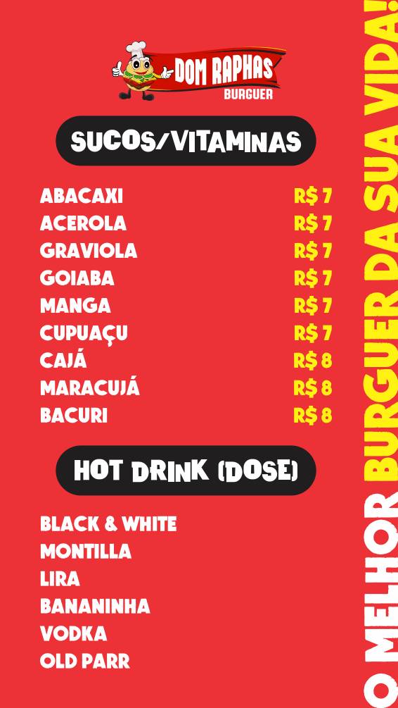 Dom Raphas Burguer cardápio