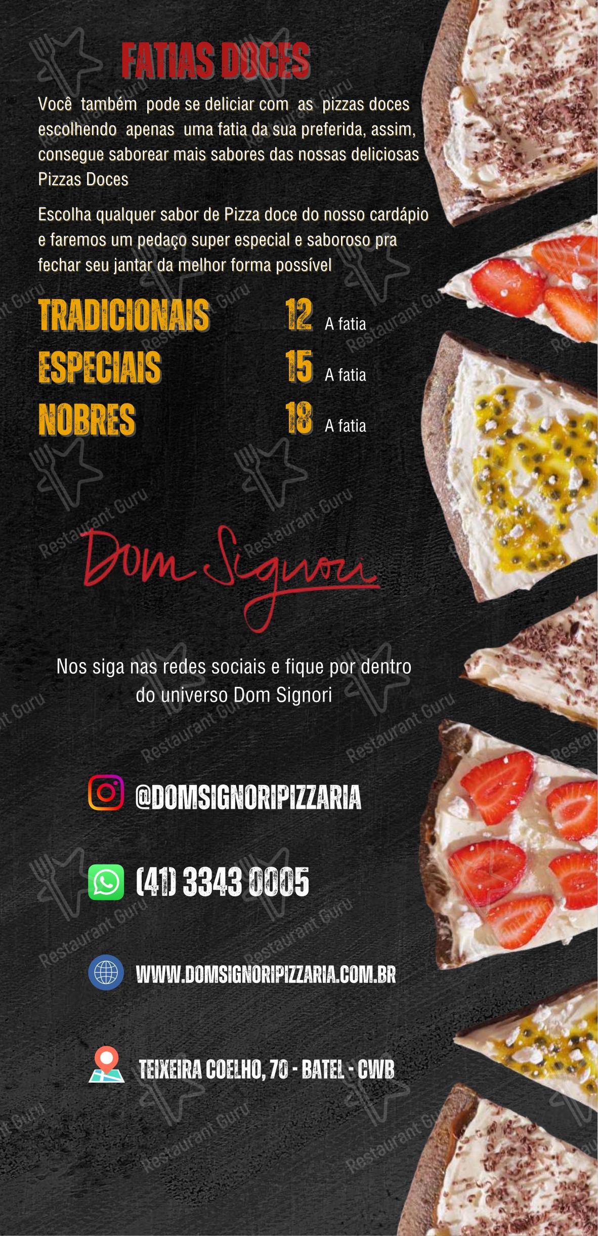 Dom Signori Pizzaria em Curitiba - Menu