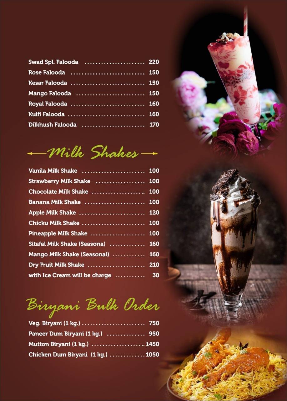 HOTEL SWAD FAMILY RESTAURANT menu