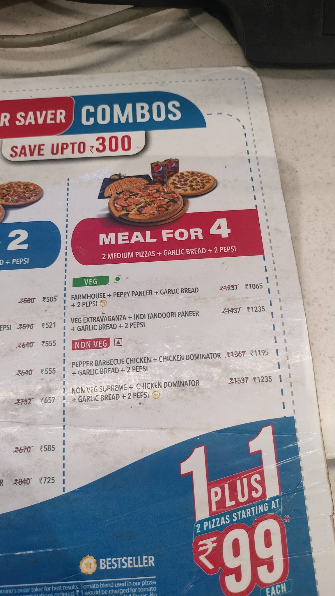 Domino's pizza menu