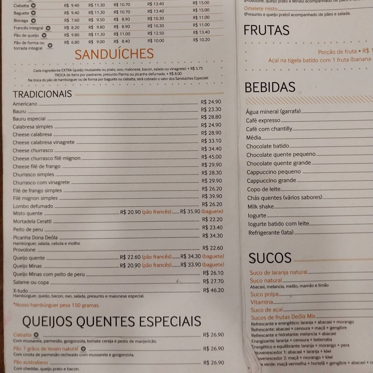 Padaria Dona Deôla cardápio