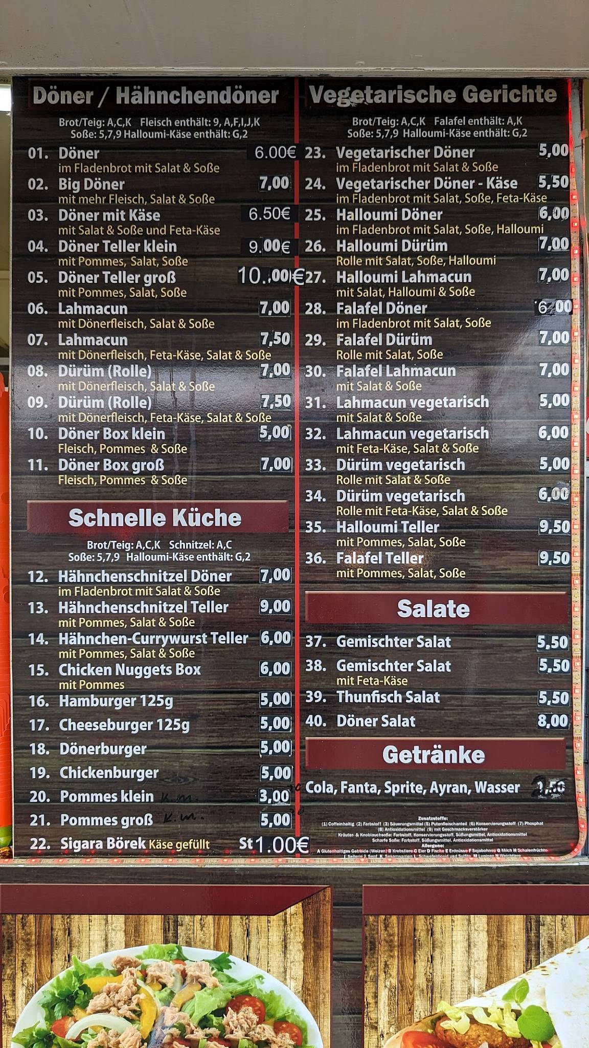 Speisekarte von Döner Station, Lehre