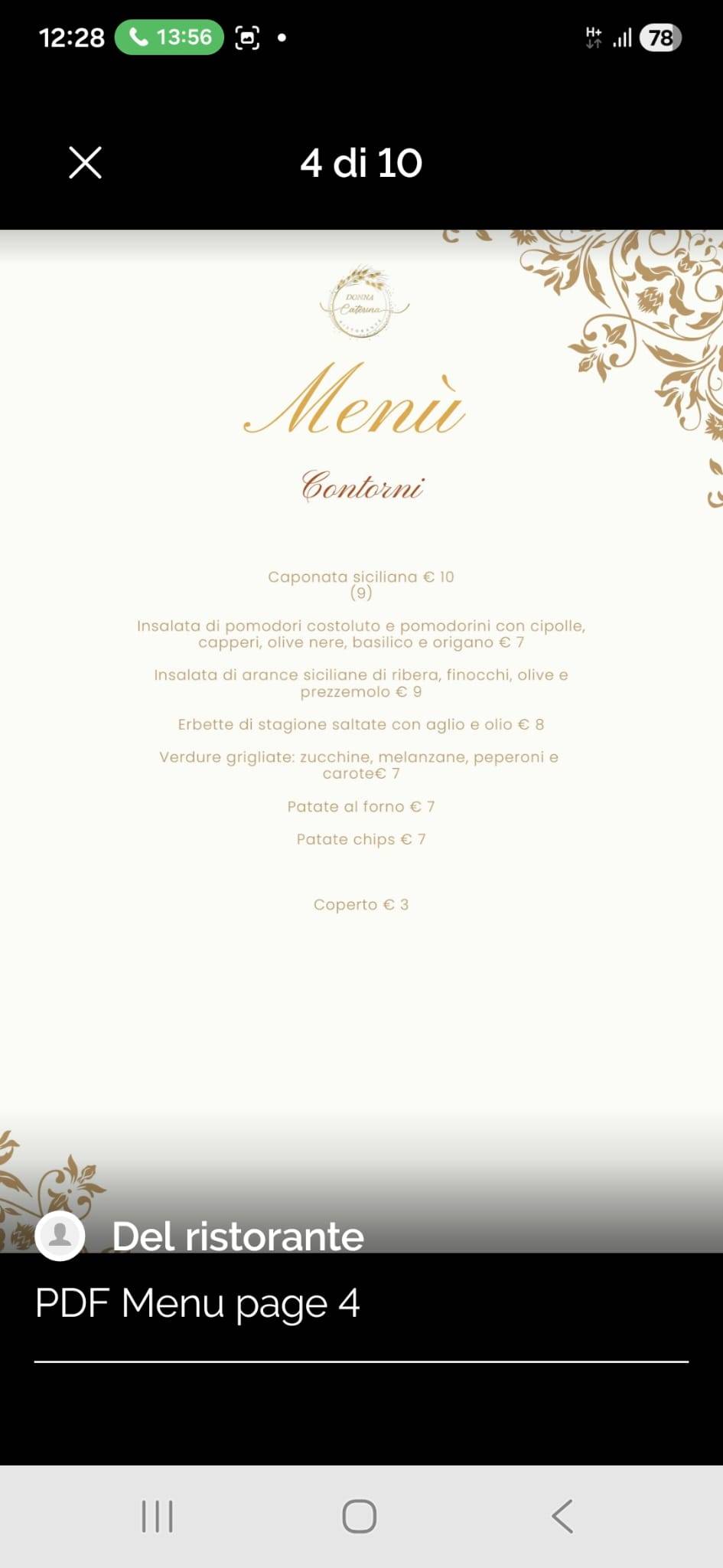 Menu di Donna Caterina Ristorante 