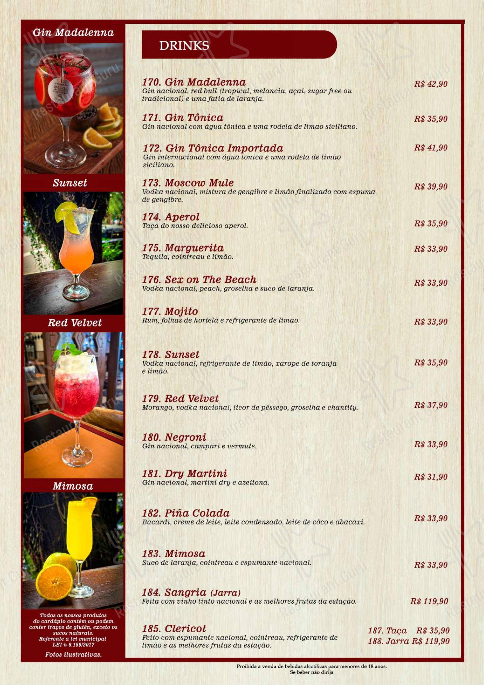 Madalenna Recreio – Bar, Restaurante e Pizzaria de Qualidade - Menu