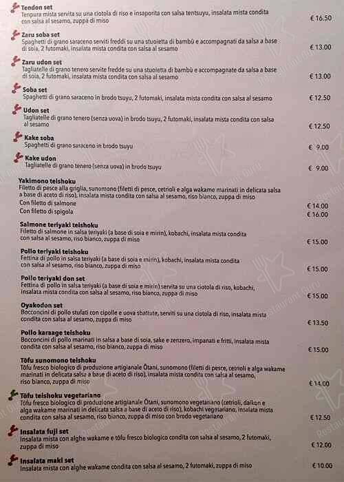 Menu di Doozo 