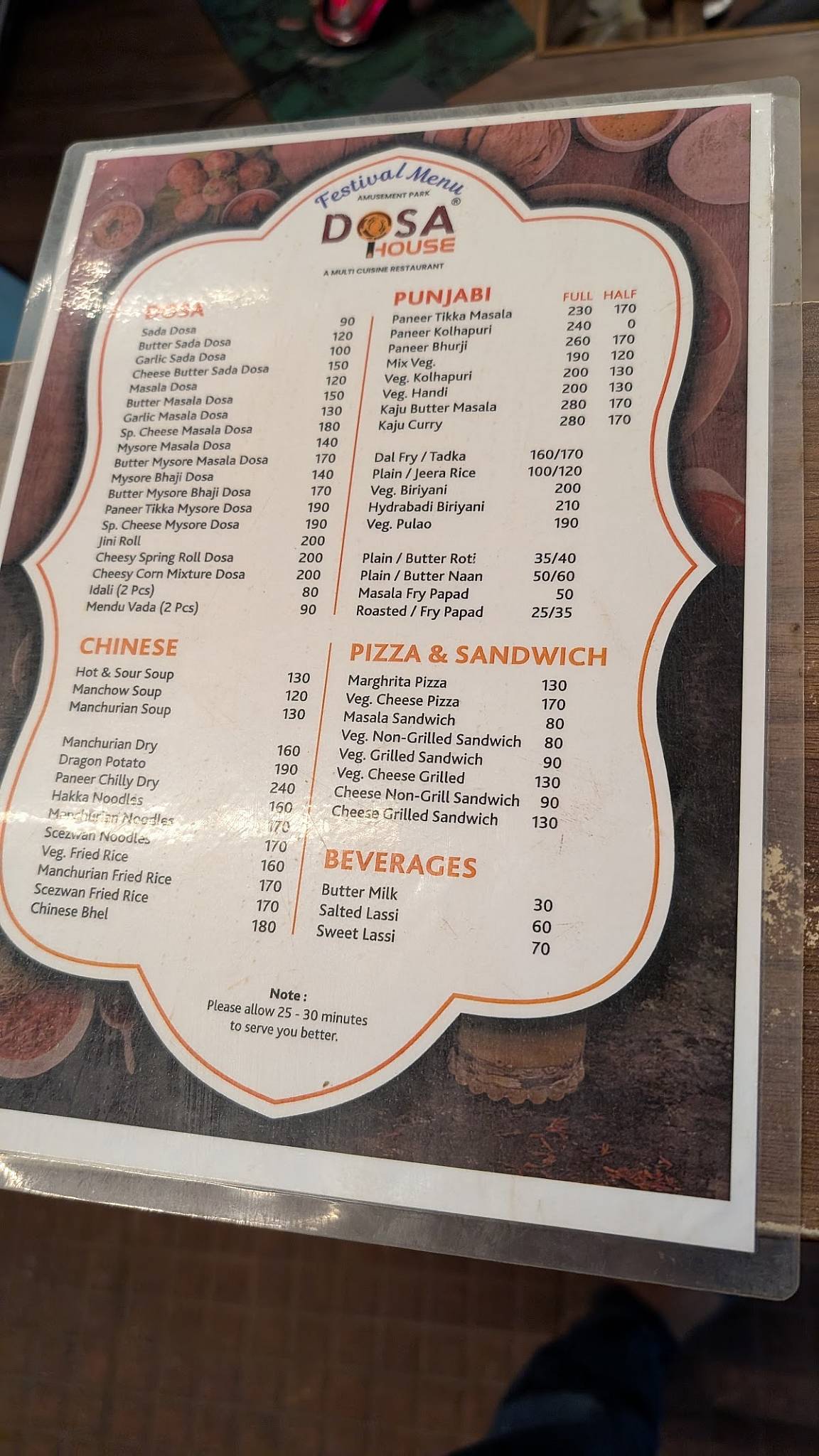 Dosa House menu