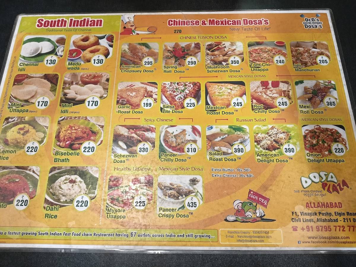 Dosa Plaza menu