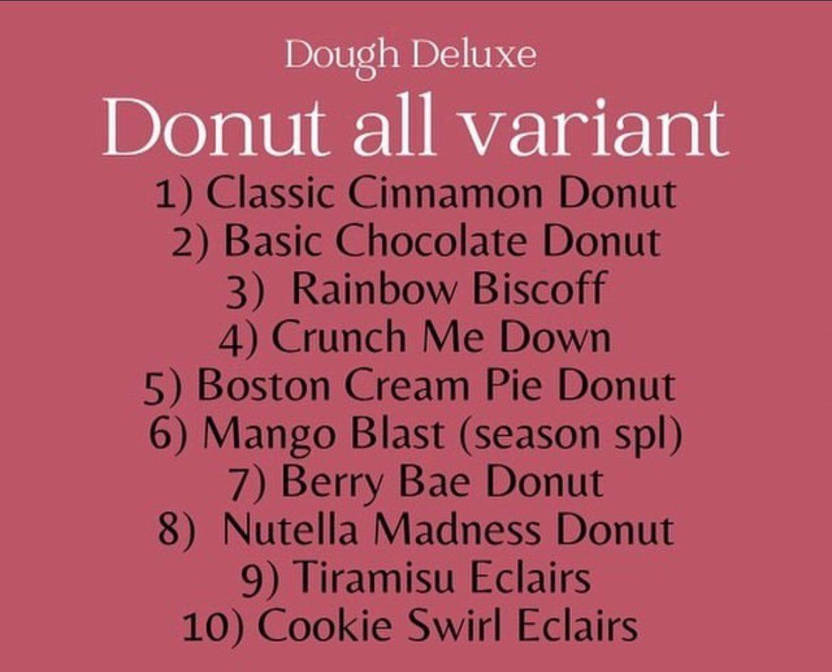 Dough deluxe menu