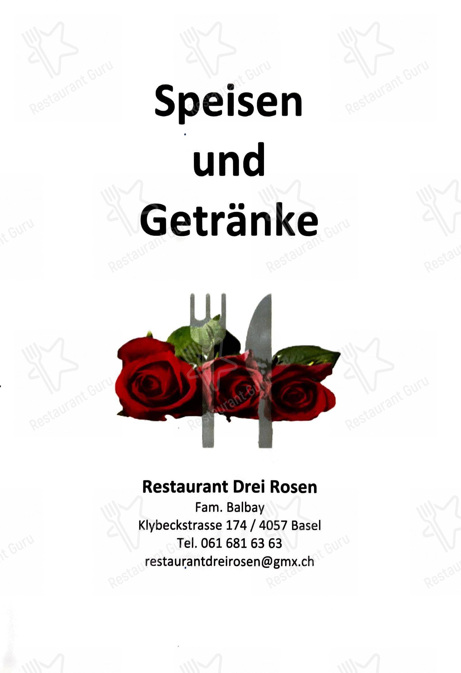 Menu di Drei Rosen - Menu