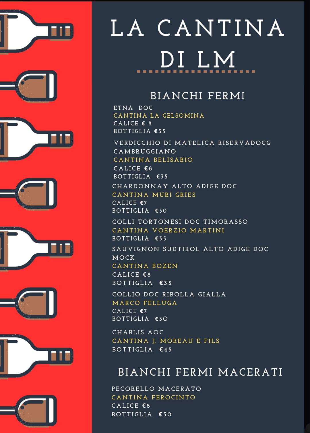 Menu di ENOTECA LM - Enoteca Milano, Enoteca, Aperitivo Milano, Vino, Mescita, tignanello, sassicaia, wine bar 