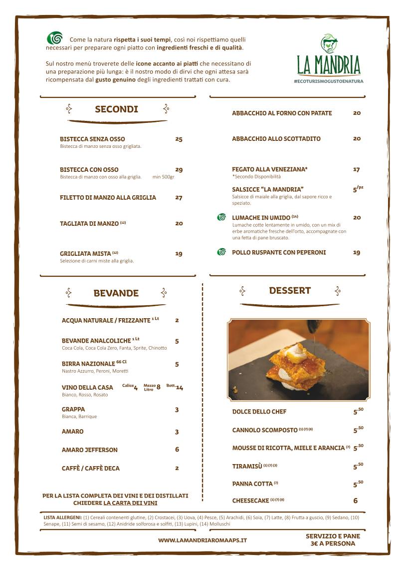 Menu di Ecoturismo La Mandria 