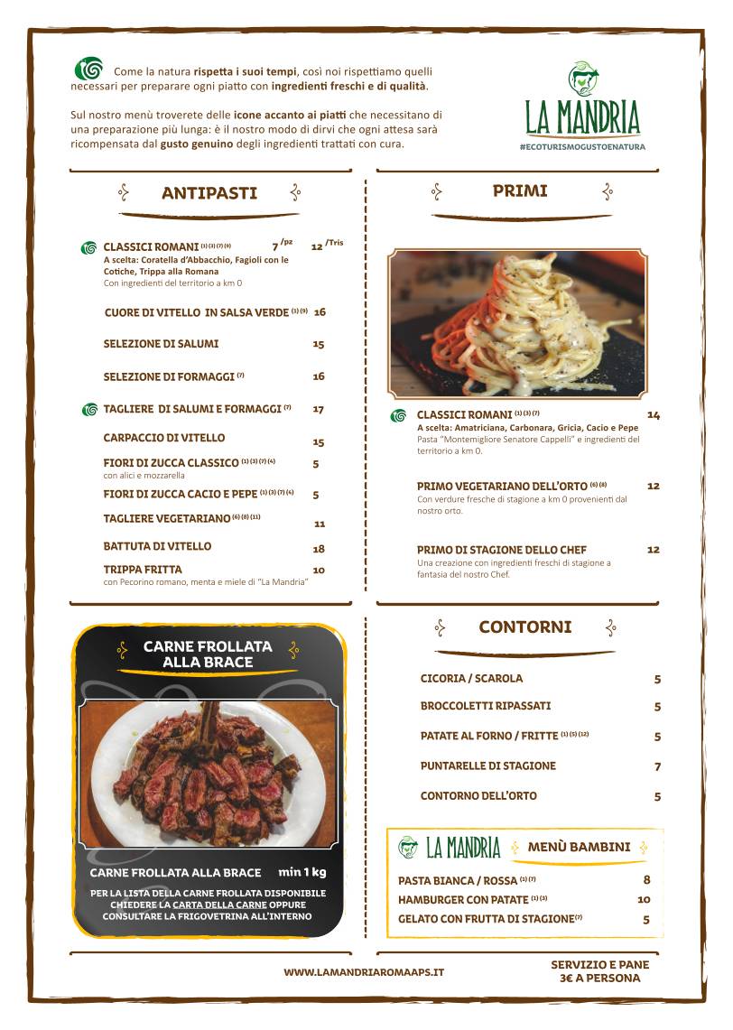 Menu di Ecoturismo La Mandria 