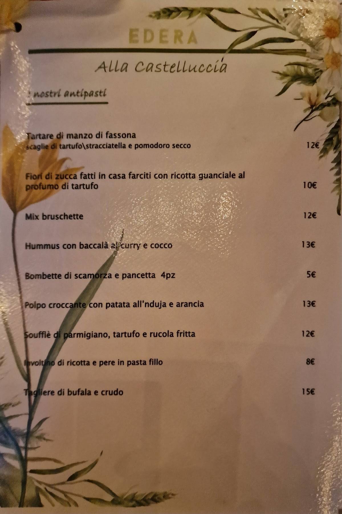 Menu di Edera - La Castelluccia 