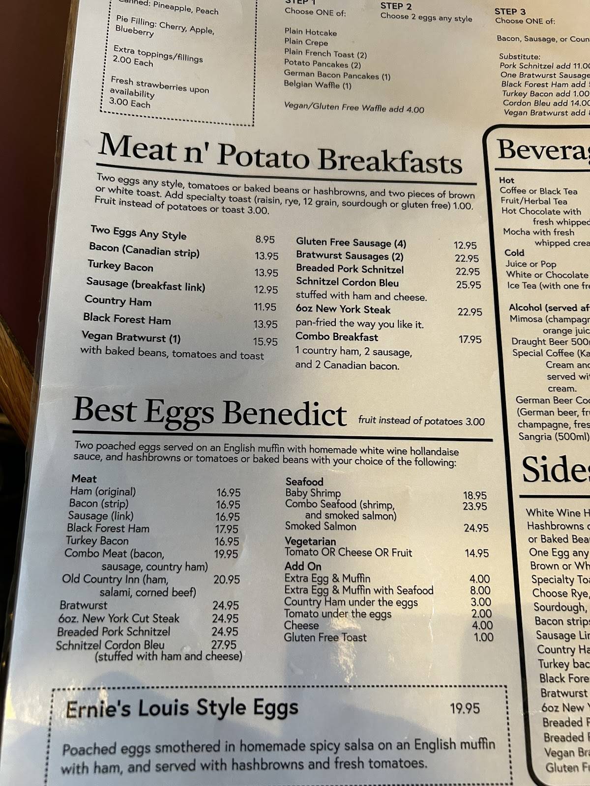 Menu de Barb & Ernie's Old Country Inn