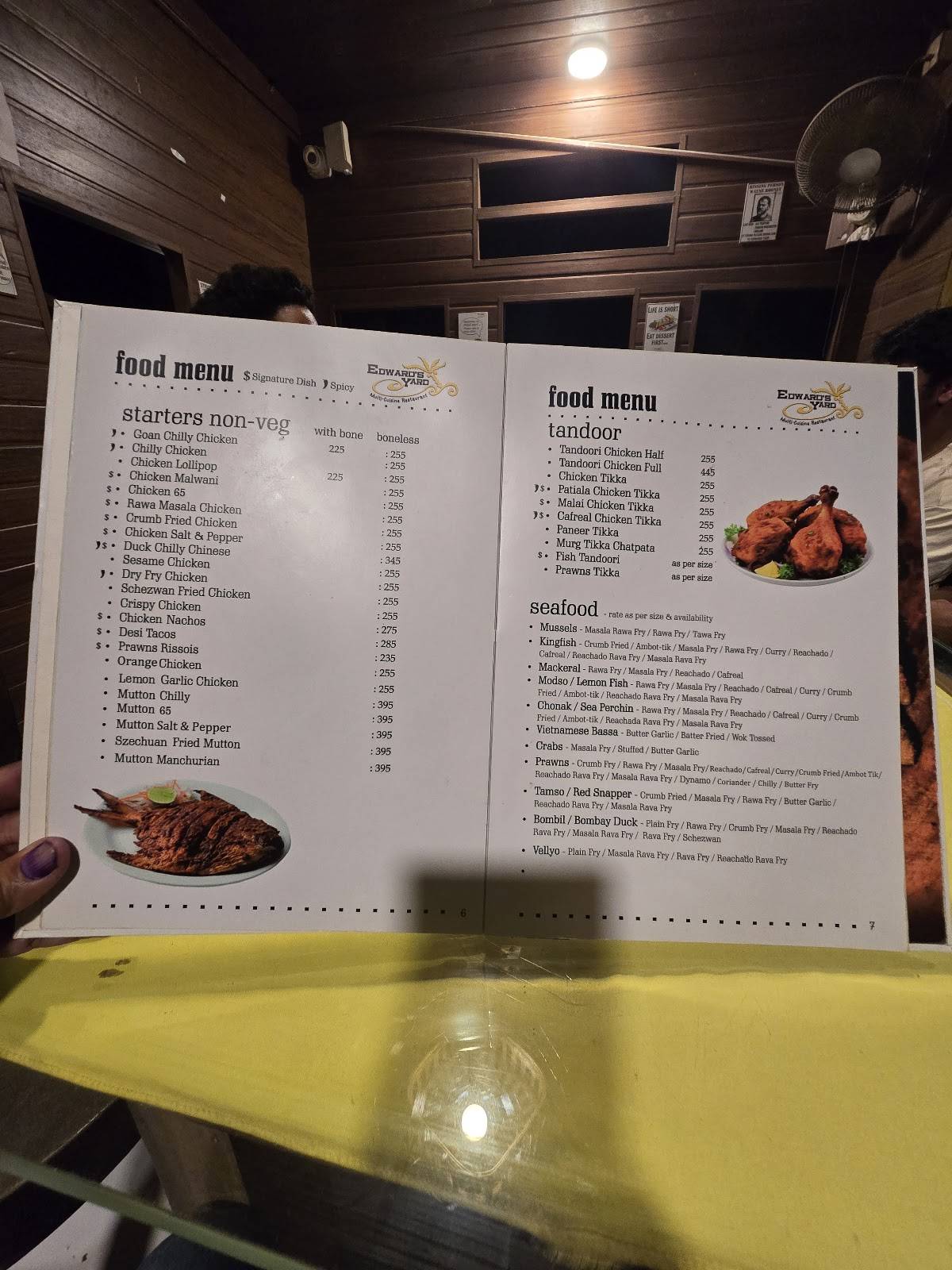 Edward's Yard menu