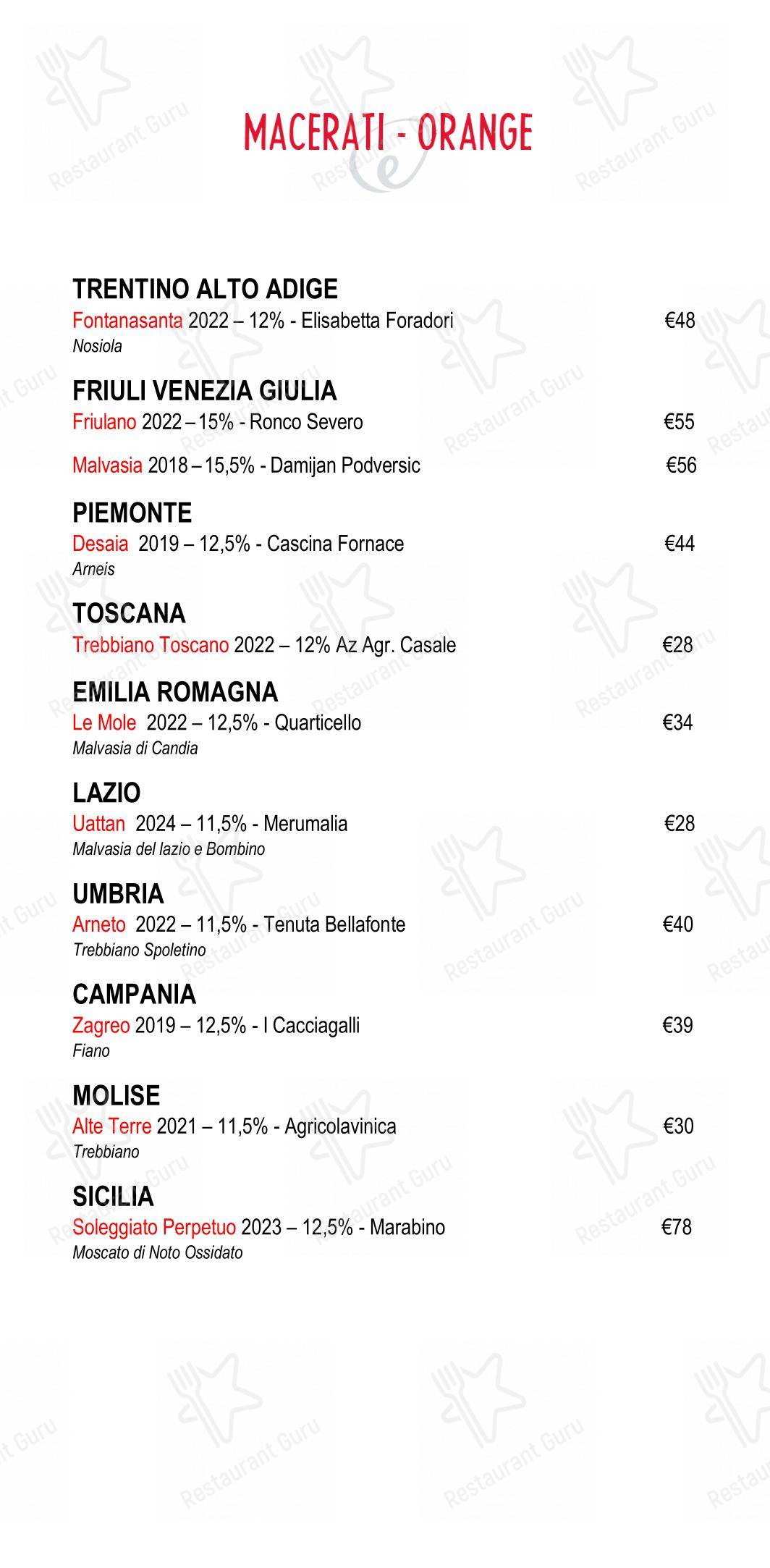 Eggs dans Rome - 菜单