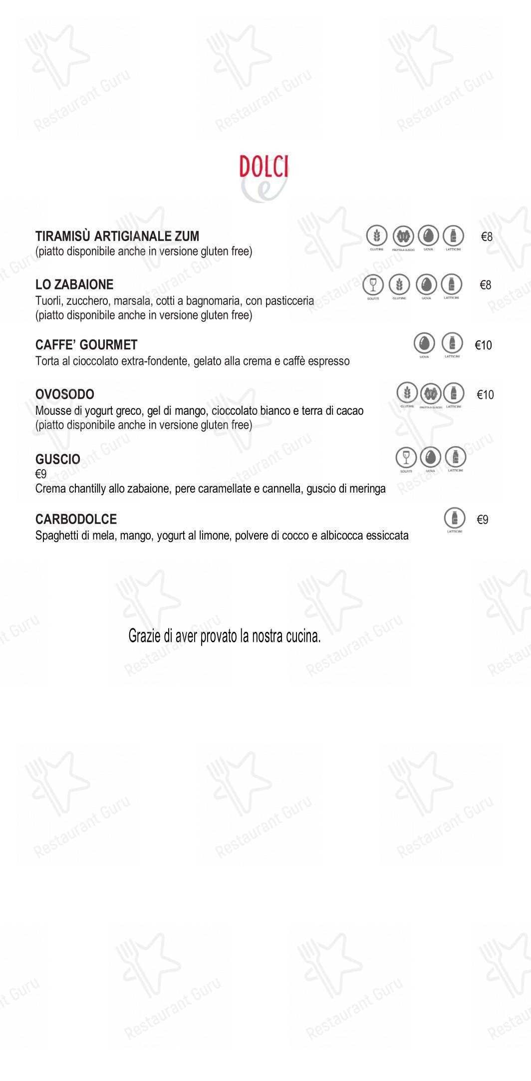 Menu pour Eggs dans Rome