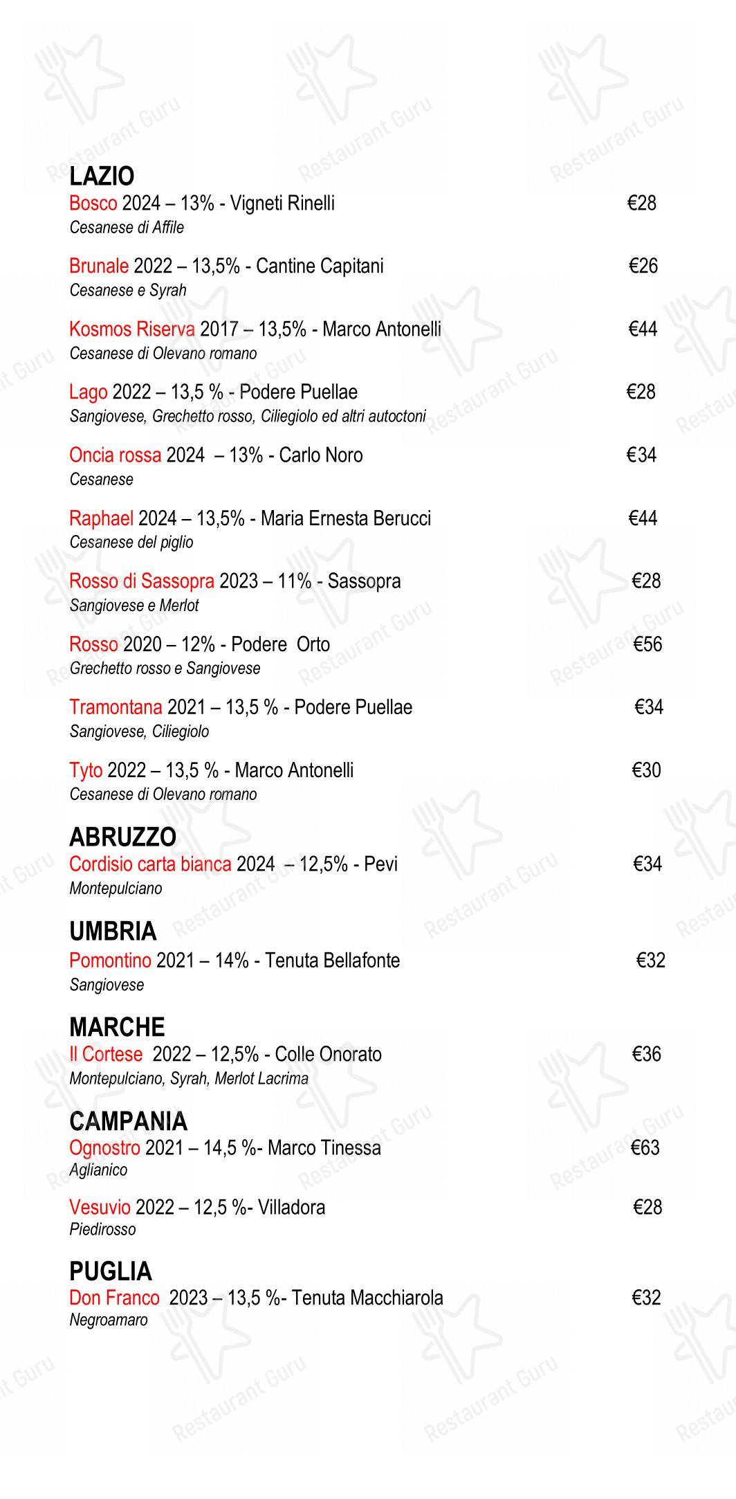 菜单 per Eggs Roma caffè bar