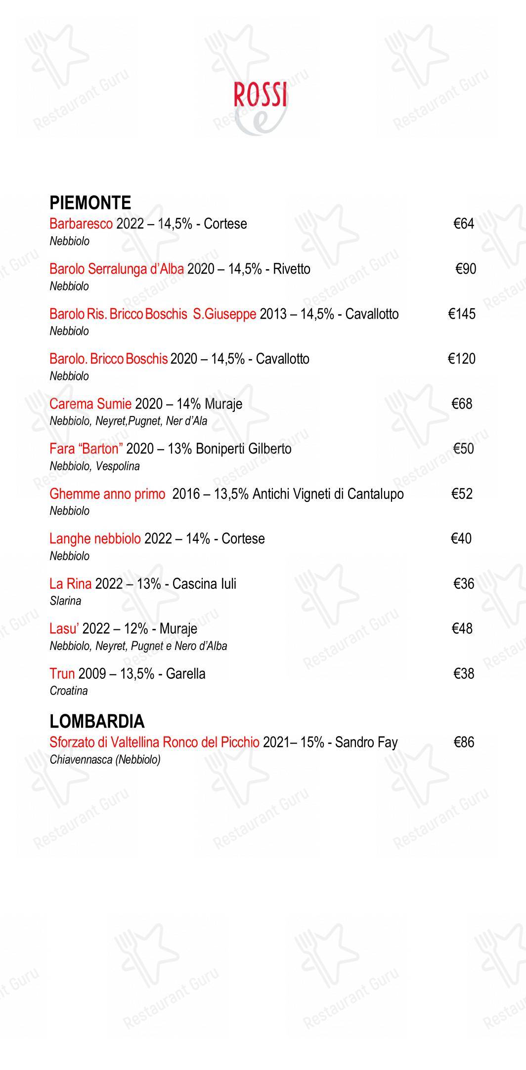 Menu di Eggs Roma - 菜单