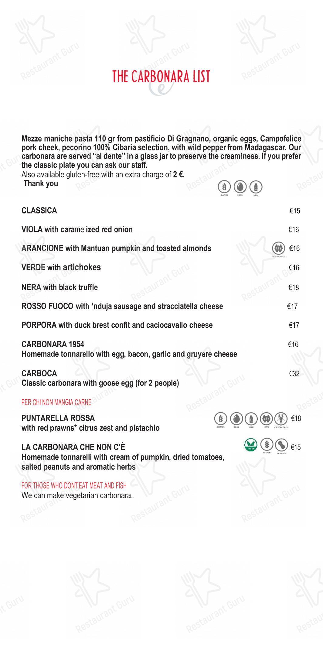 Menu di Eggs Roma - Menu
