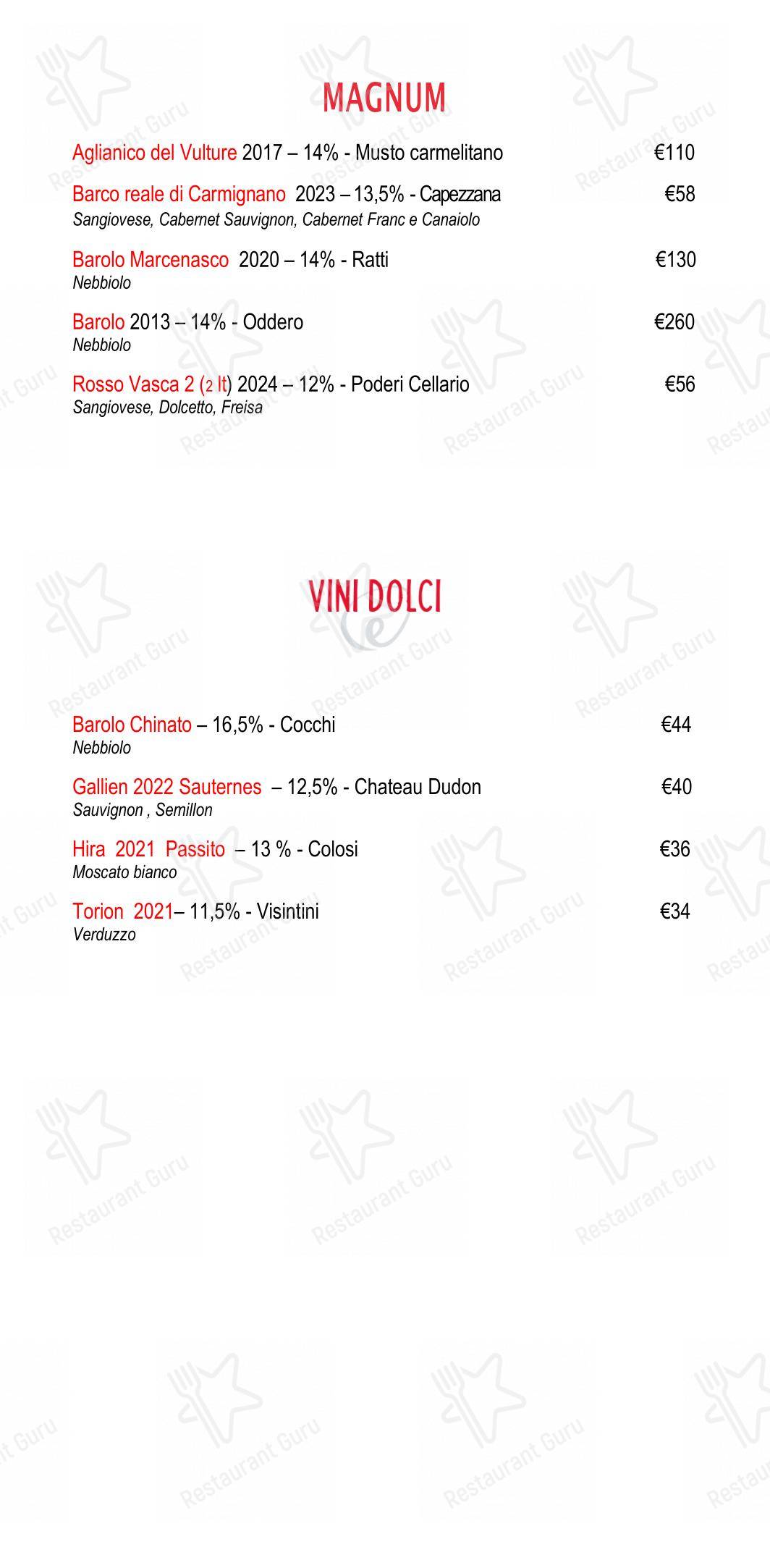 Eggs dans Rome - 菜单