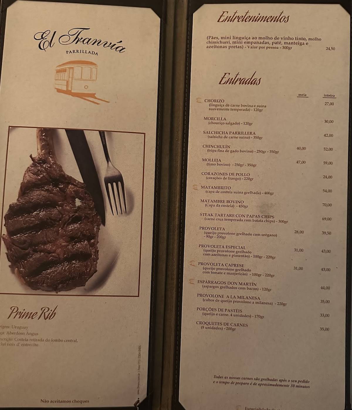 Restaurante El Tranvia (Itaim-Bibi) cardápio