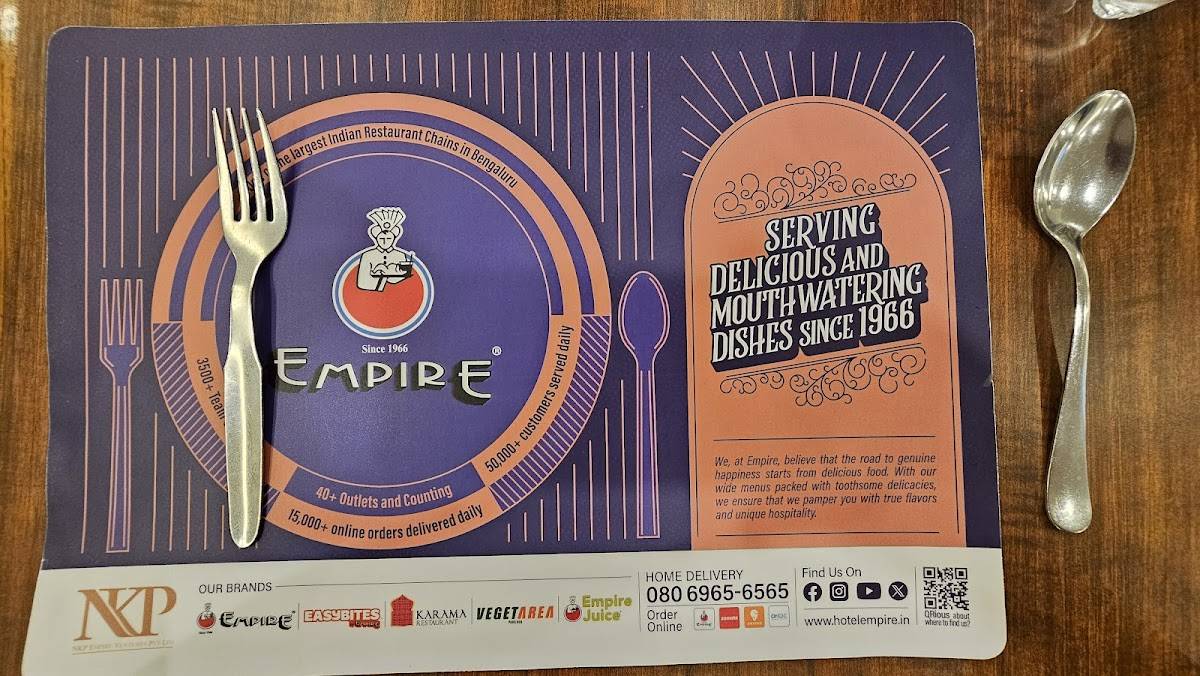 Empire Restaurant menu