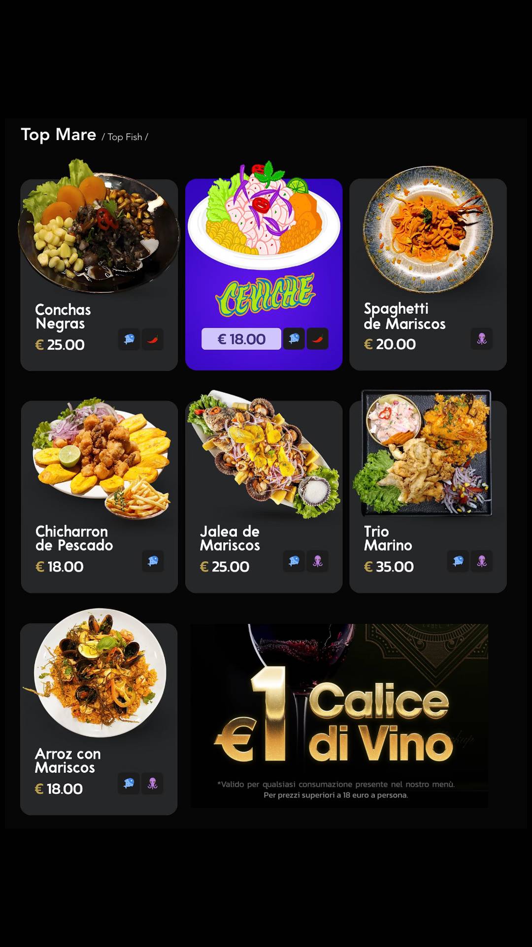 Menu di Encuentros Ristorante Peruviano 