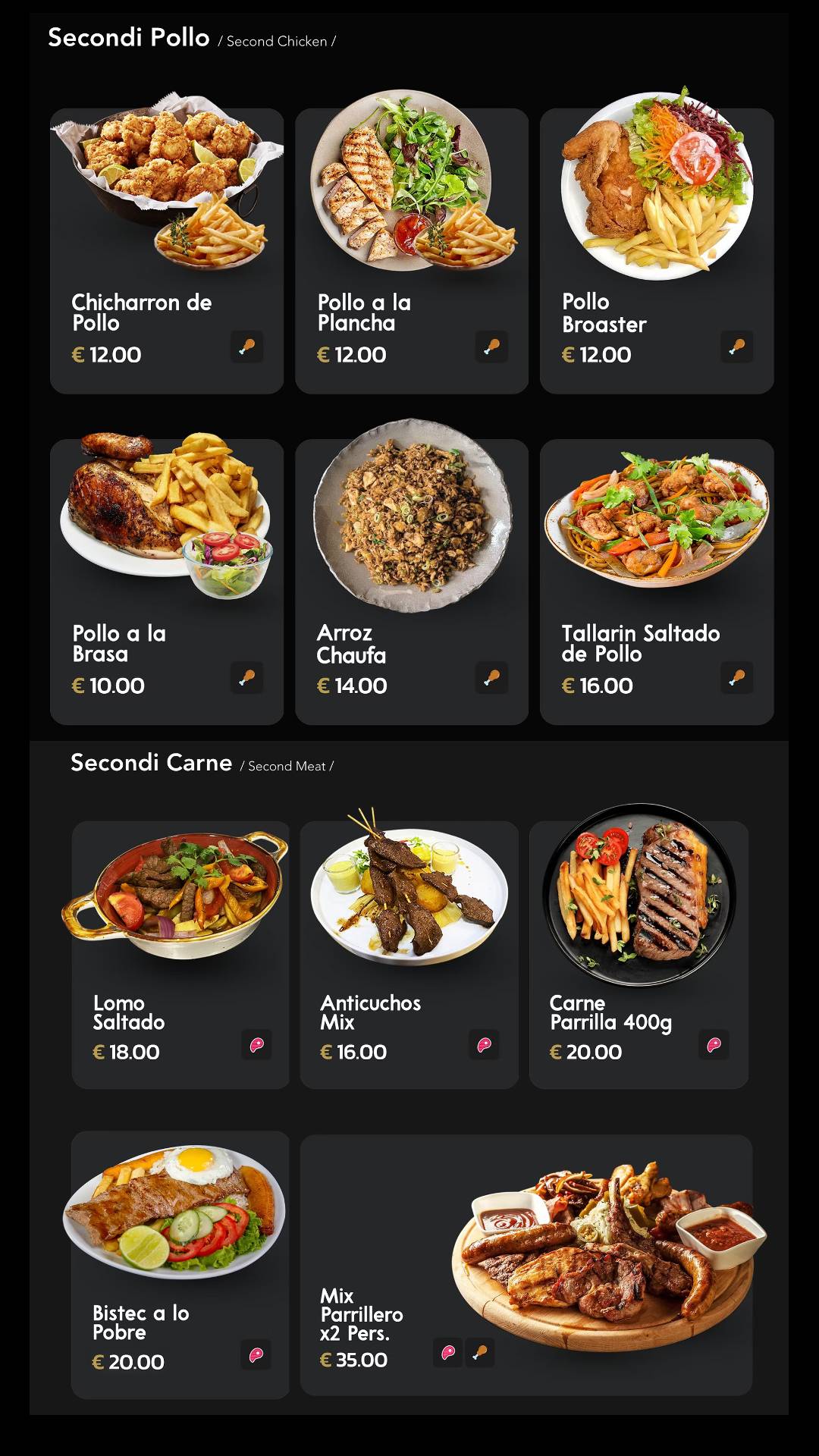 Menu di Encuentros Ristorante Peruviano 