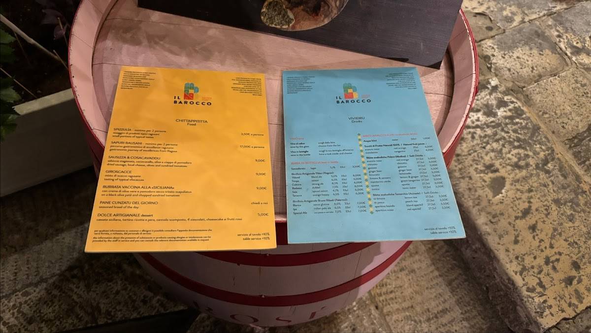 Menu di Enoteca Il Barocco 