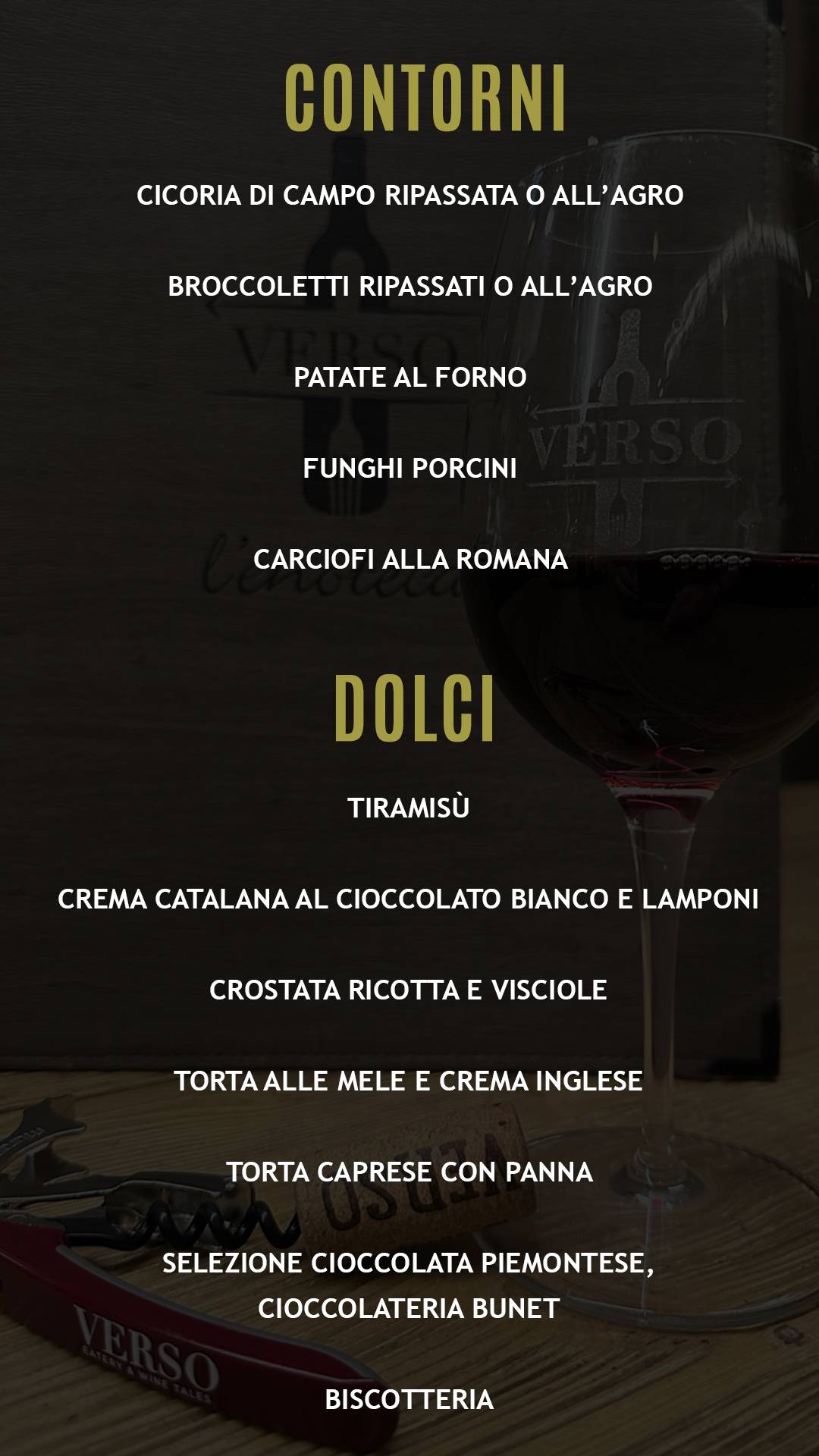Menu de Verso - Vinosteria