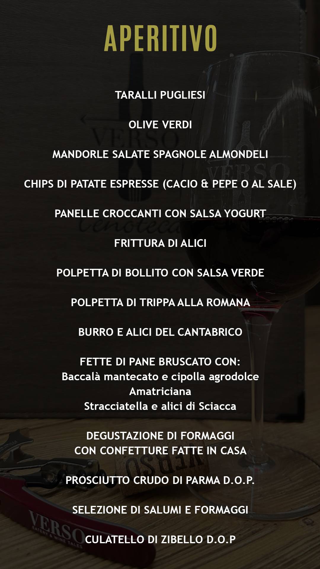 Menu de Verso - Vinosteria