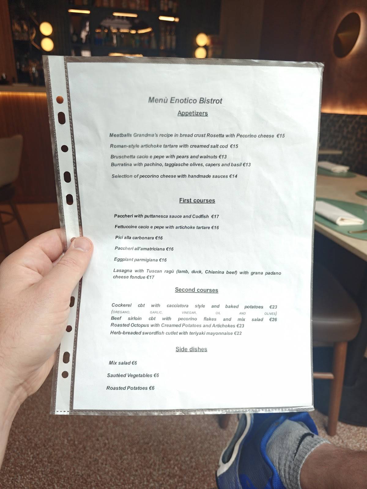 Menu di Enotico Bistrot Italiano 