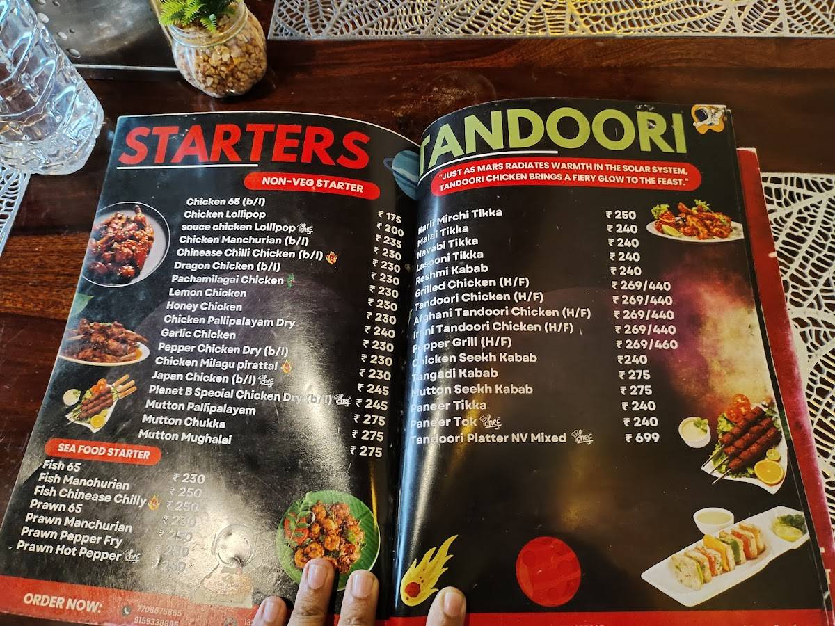 Planet B Family Restaurant menu