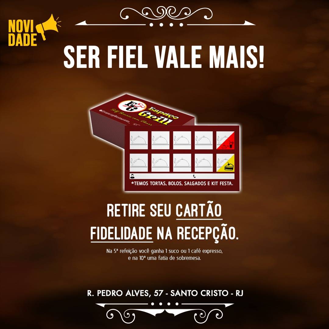 Espaço Grill cardápio