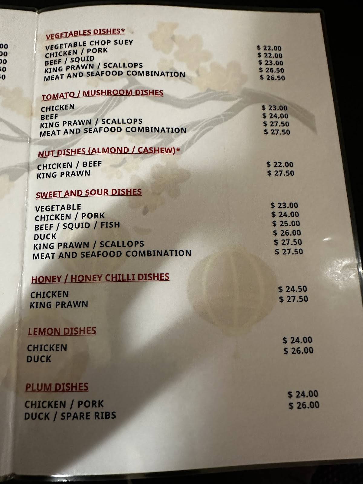 Menu at Emperor's Garden Chinese Restaurant, Esperance