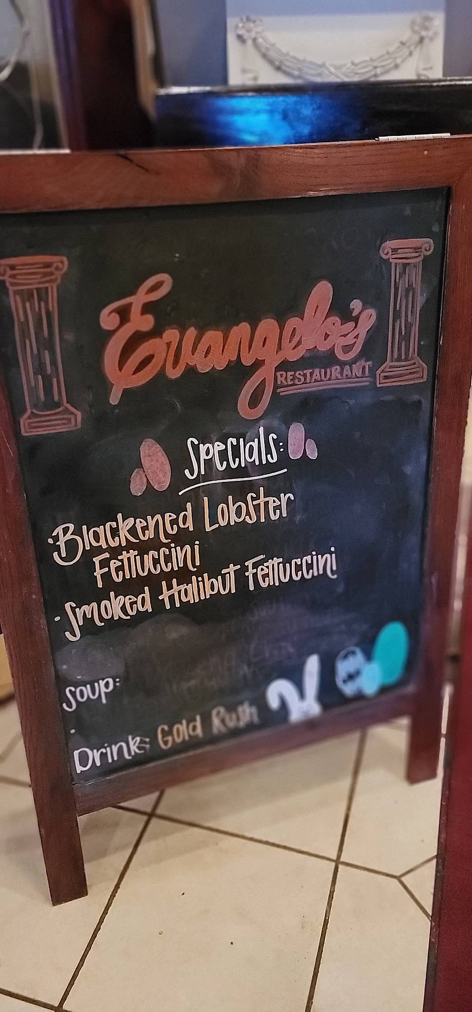 Menu at Evangelo's Restaurant, Wasilla, E Parks Hwy