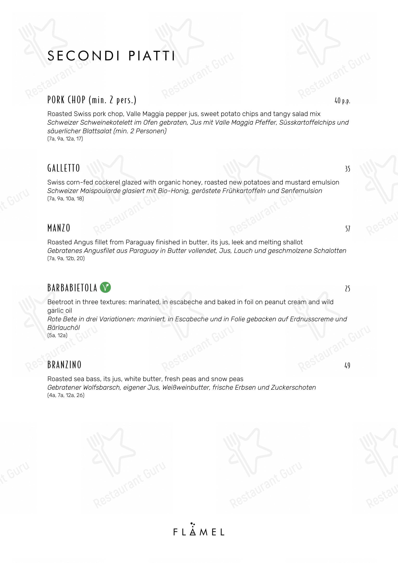 FLAMEL Restaurant & Mixology Bar in Lugano - 菜单