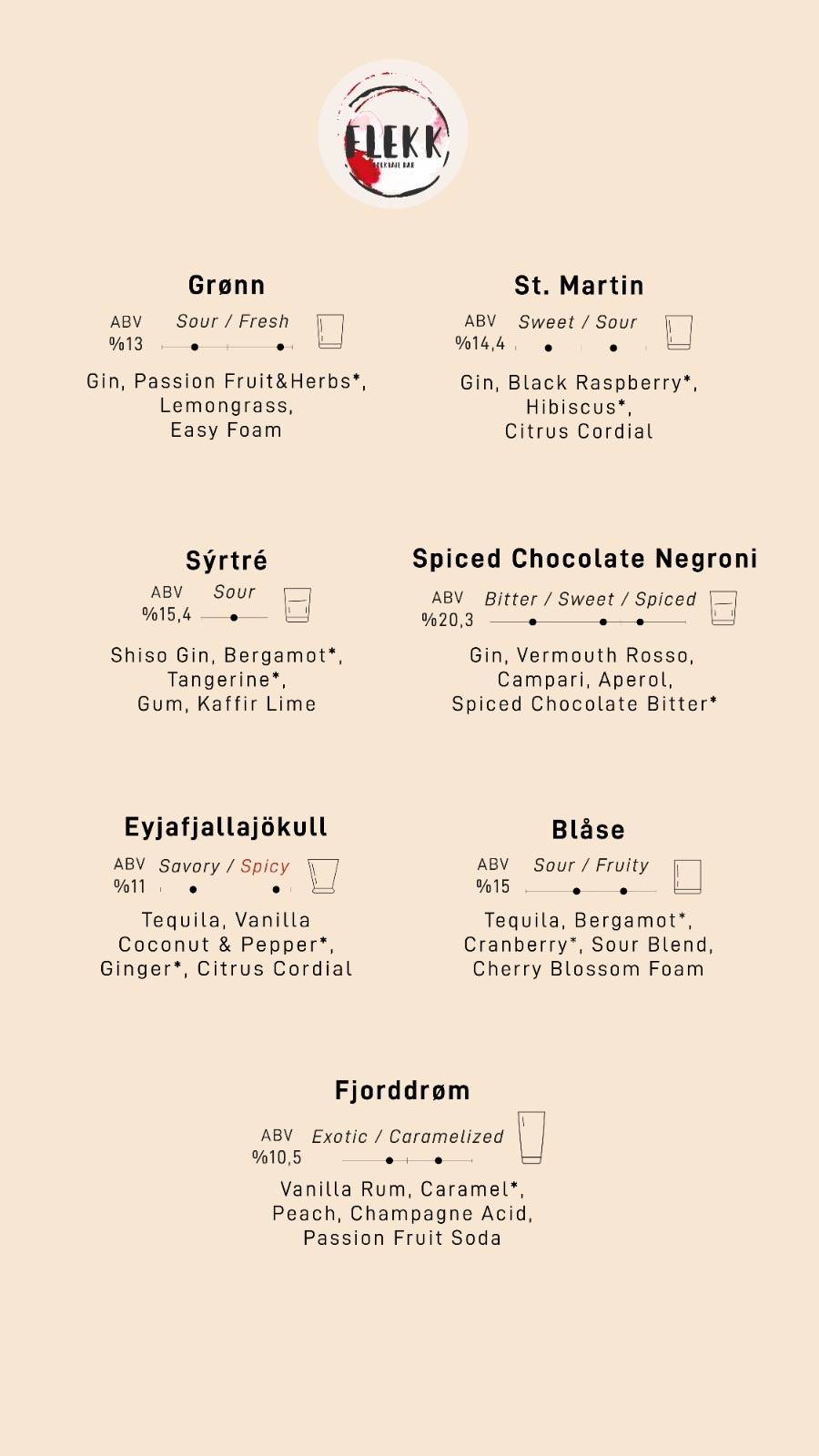 Menu de FLEKK