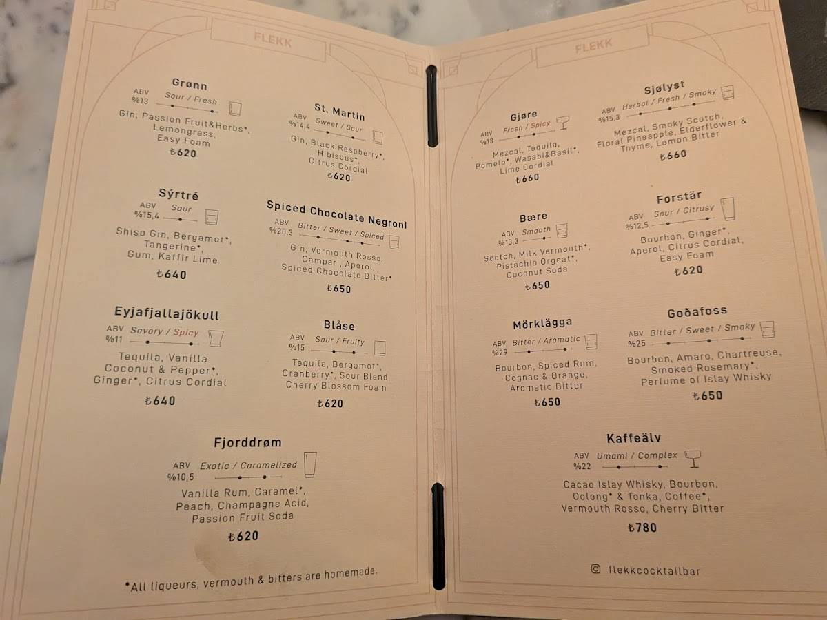 Menu de FLEKK