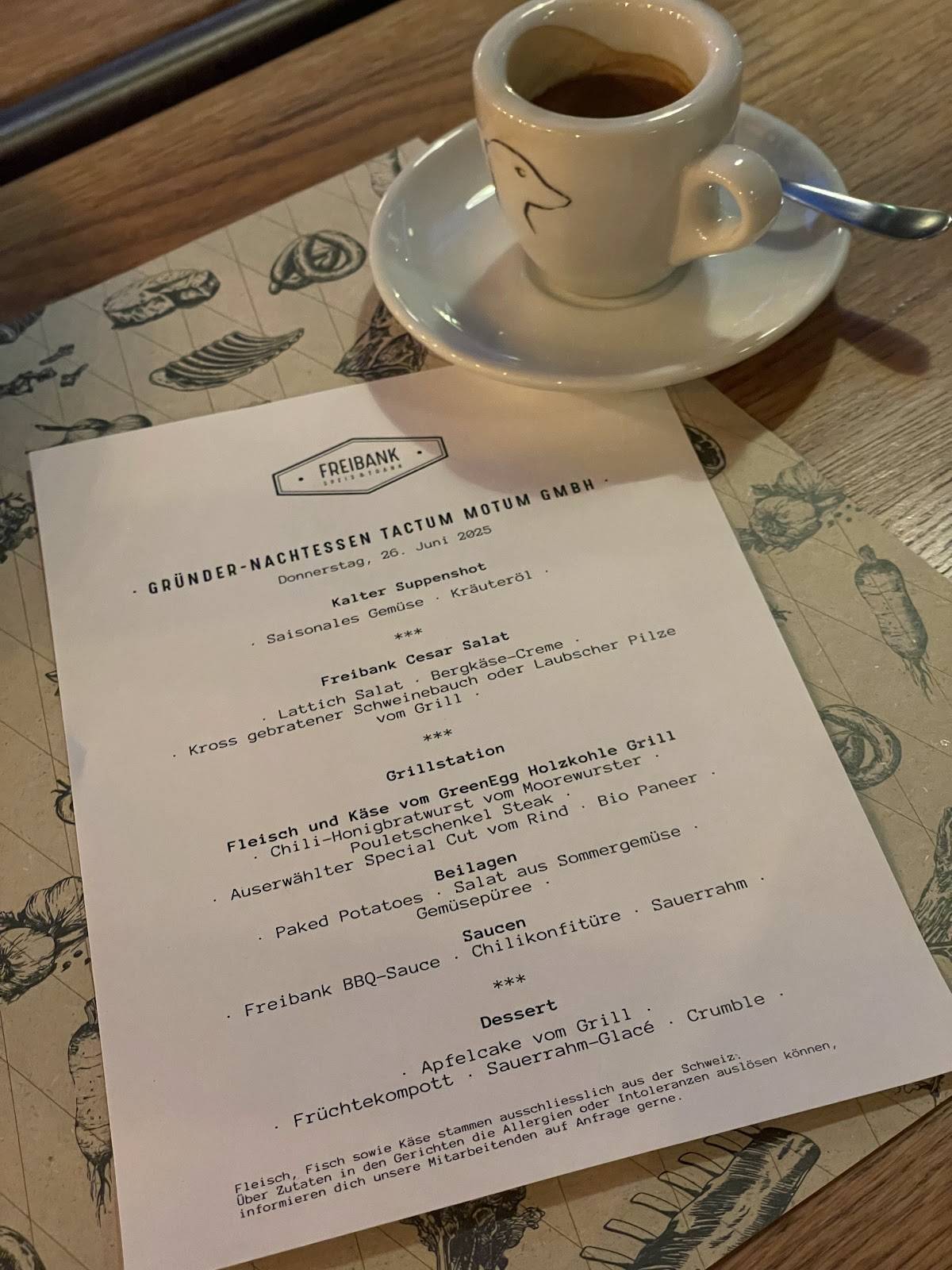 Menu di FREIBANK Speis & Trank 