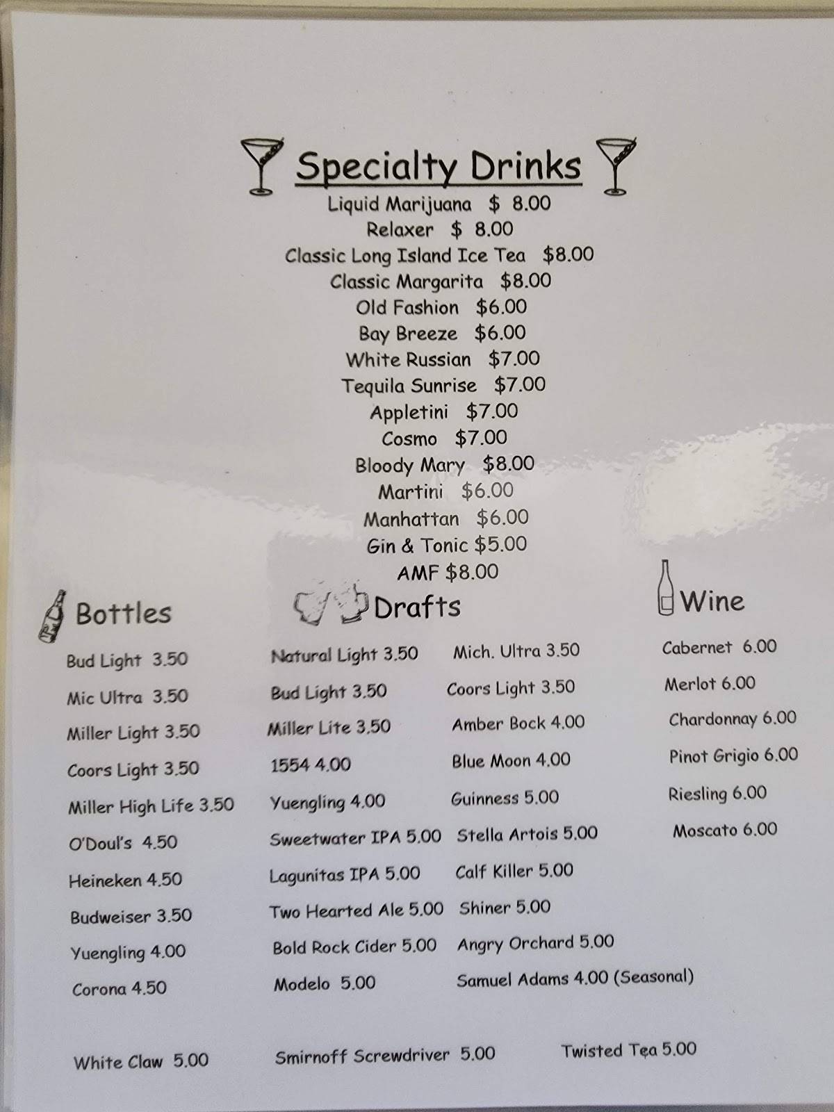 Menu at Red's Ale House on Peavine pizzeria, Fairfield Glade