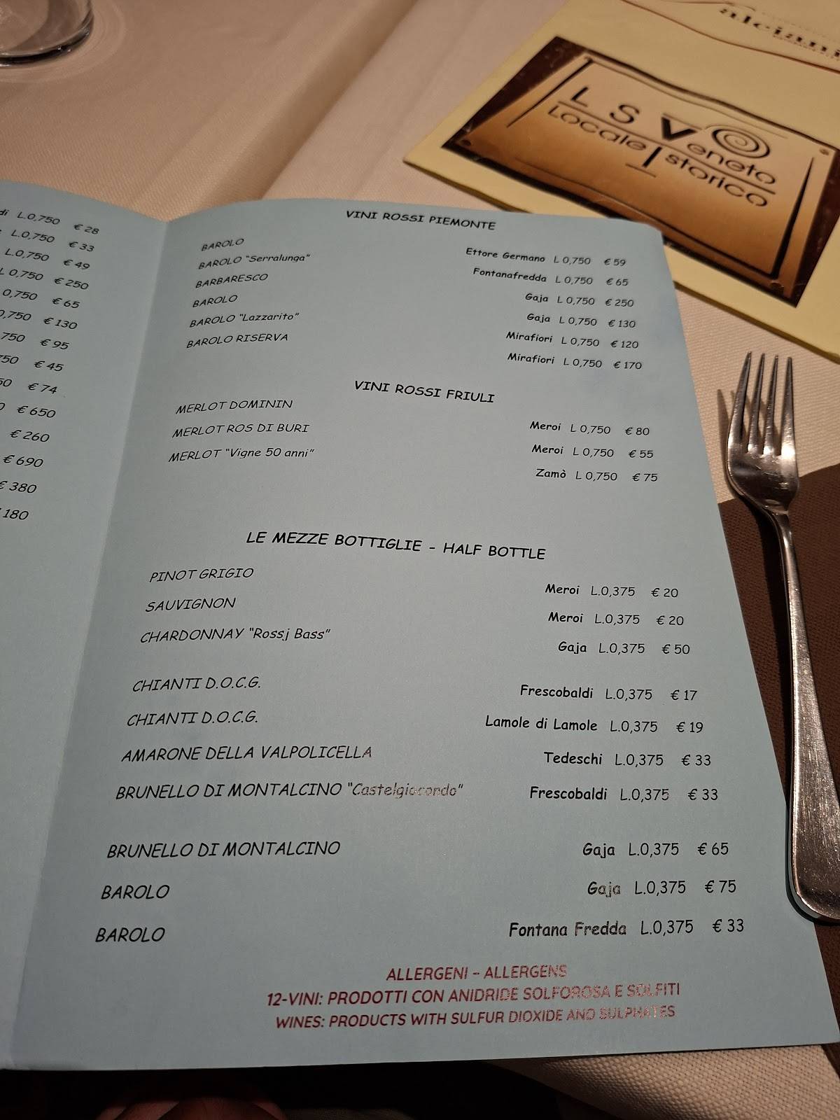 Menu di Falciani Ristorante Pizzería 