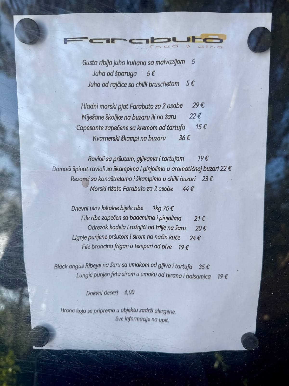 Menu di Farabuto 