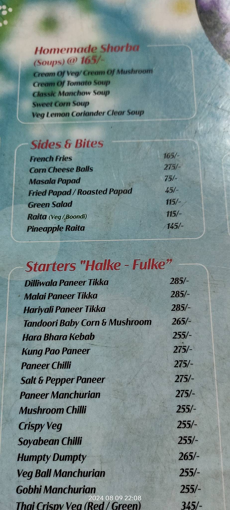 Farmer's Kitchen menu