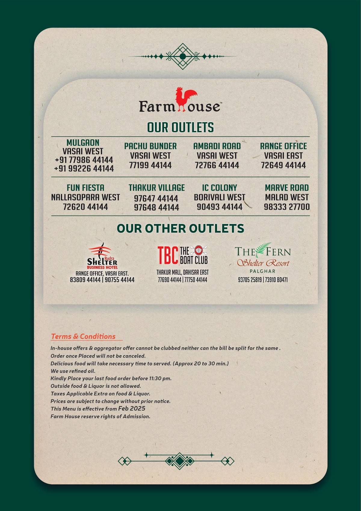 Farmhouse Brass Anchor menu